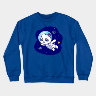 Cute Panda Astronaut Floating In Space Cartoon Crewneck Sweatshirt